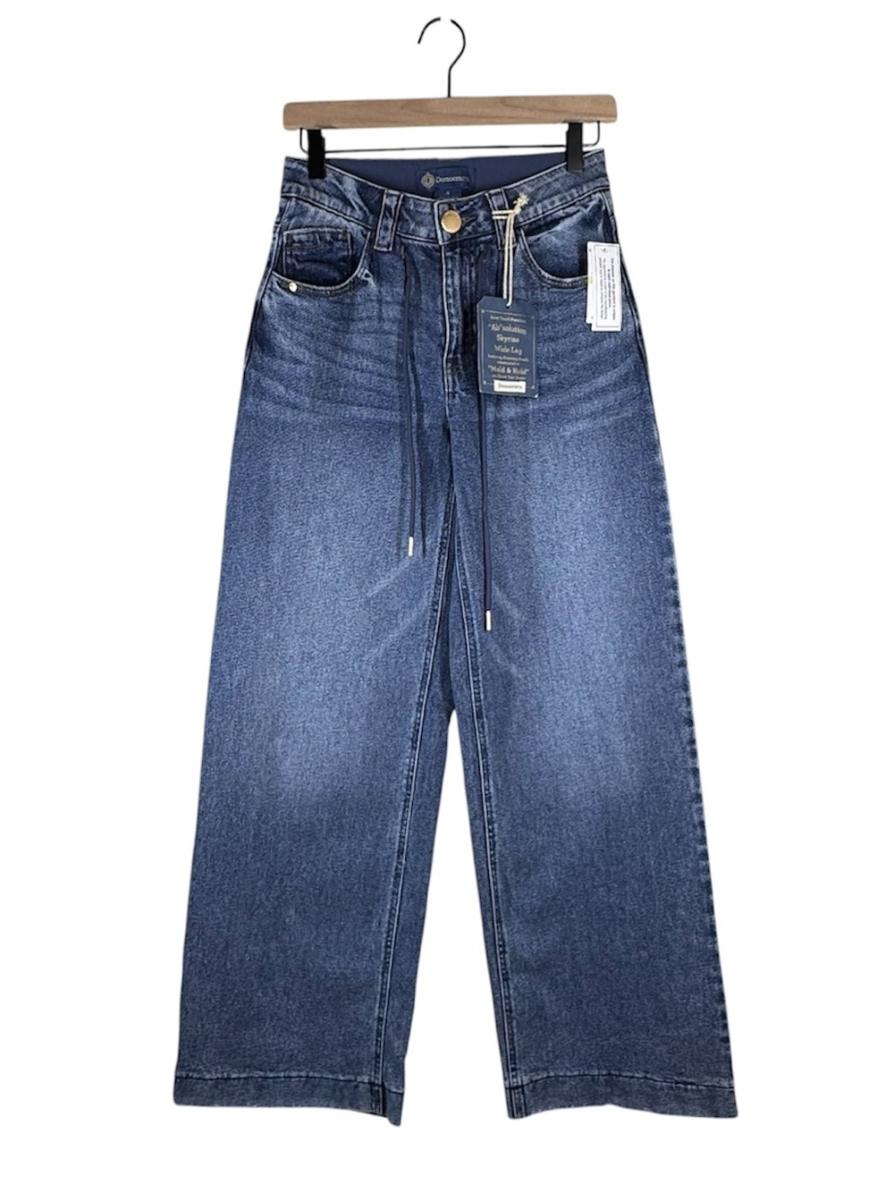 NWT Democracy Ab Technology Skyrise Wide Leg Jeans High Rise Drawstring Size 4